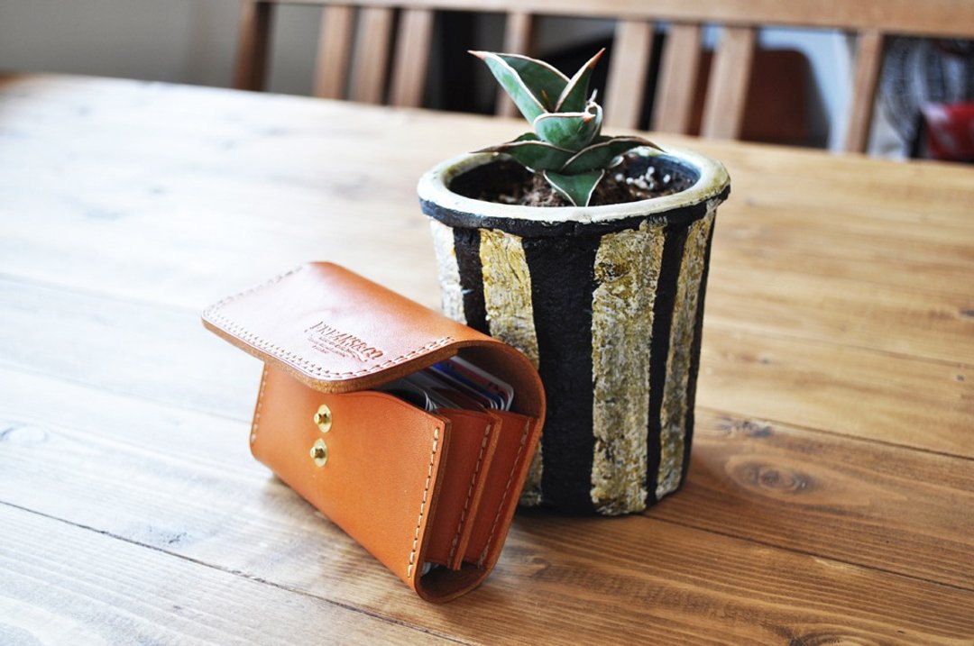 [Large-capacity card case] Tochigi leather camel - 其他 - 真皮 咖啡色