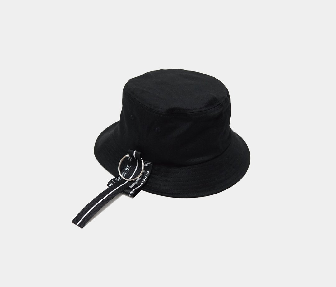 KAKY CAP 04-飘带铁环渔夫帽 - 帽子 - 棉 黑色