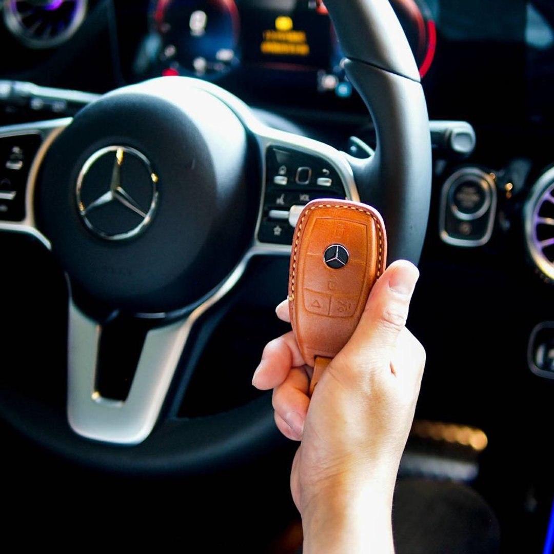 奔驰 Benz A250 C300 W205 W213 CLA CLS GLC SCLASS汽车钥匙皮套 - 钥匙链/钥匙包 - 真皮 