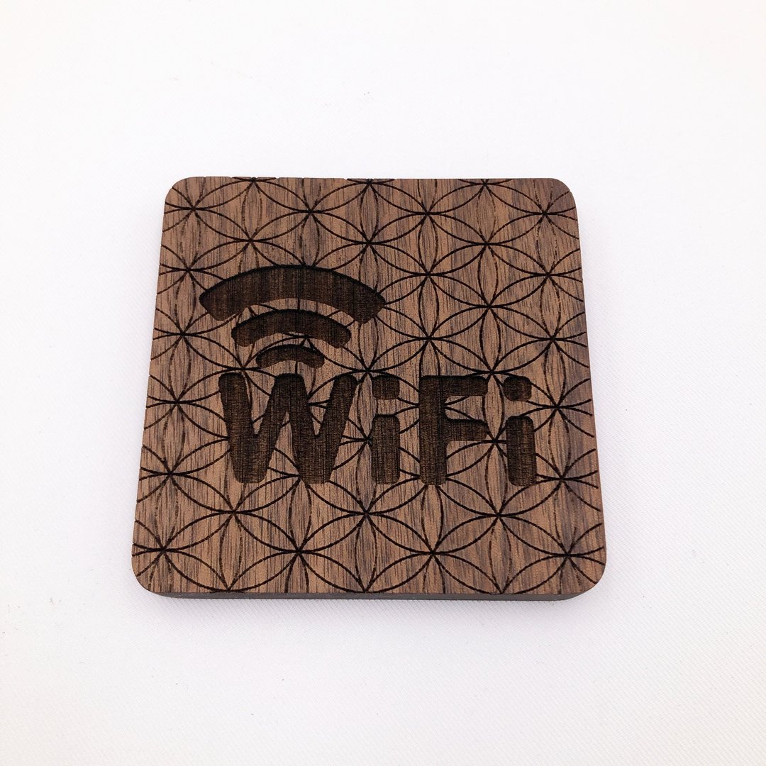 黑胡桃木纹路装饰风 WiFi标志 公共标示牌 WiFi标示牌 无在线网 - 墙贴/壁贴 - 木头 咖啡色
