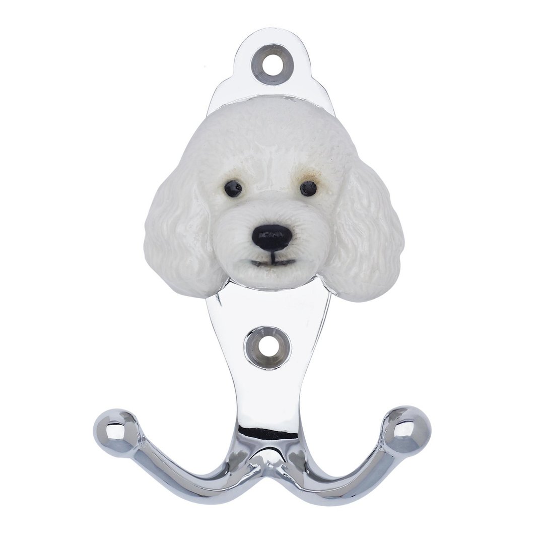 AndMary 挂钩-贵宾犬-白 礼盒装 White Poodle Hook - 衣架/挂勾 - 瓷 白色