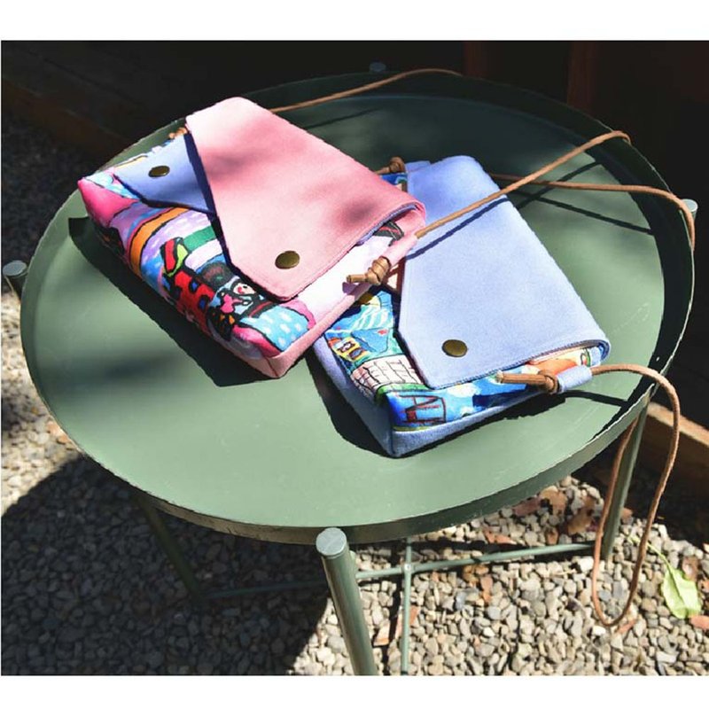 【宜兰】我的家庭真可爱系列-双盖侧背小包 (共2色) - 侧背包/斜挎包 - 棉．麻 多色