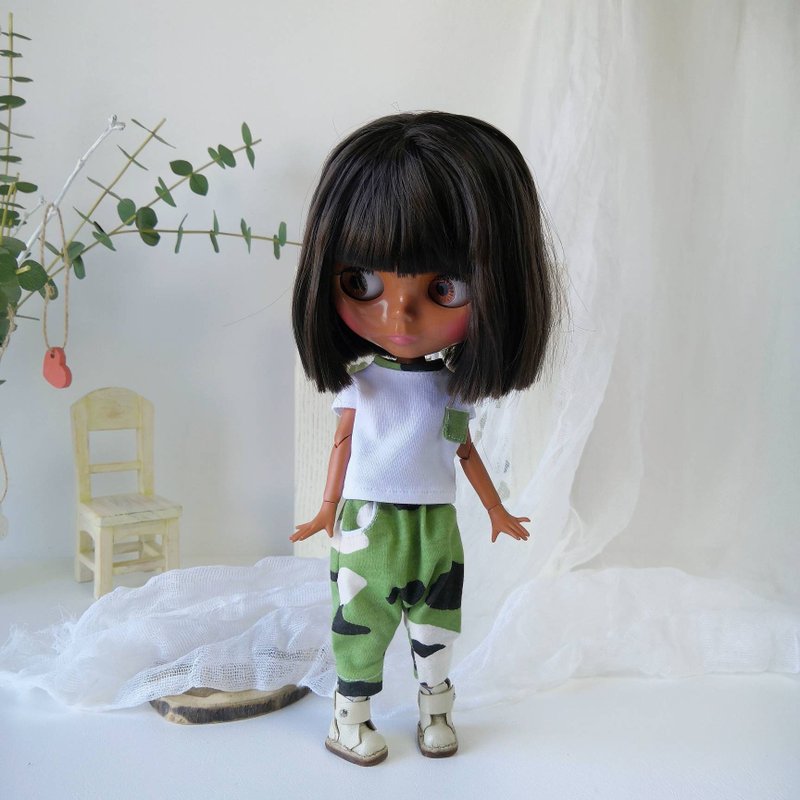 Blythe doll clothes set, pants doll, Blythe doll t-shirt, shoes Blythe doll - 玩偶/公仔 - 棉．麻 
