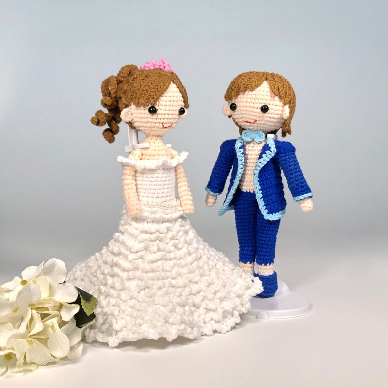 定制结婚公仔  婚礼娃娃 结婚礼物 婚礼摆设 婚礼装饰 (自选颜色) - 摆饰 - 聚酯纤维 白色