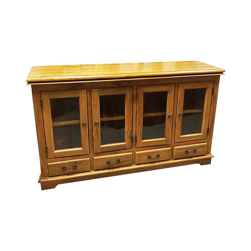 【吉迪市100%全柚木家具】HY141 玻璃四格抽屉双开门收纳腰柜 - 其他家具 - 木头 咖啡色