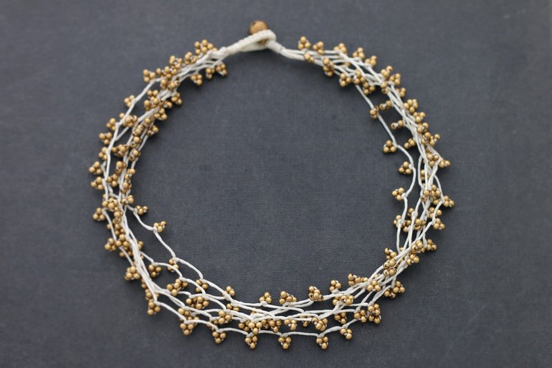 白色黄铜打结项链绑定自然形式编织 - 项链 - 棉．麻 白色