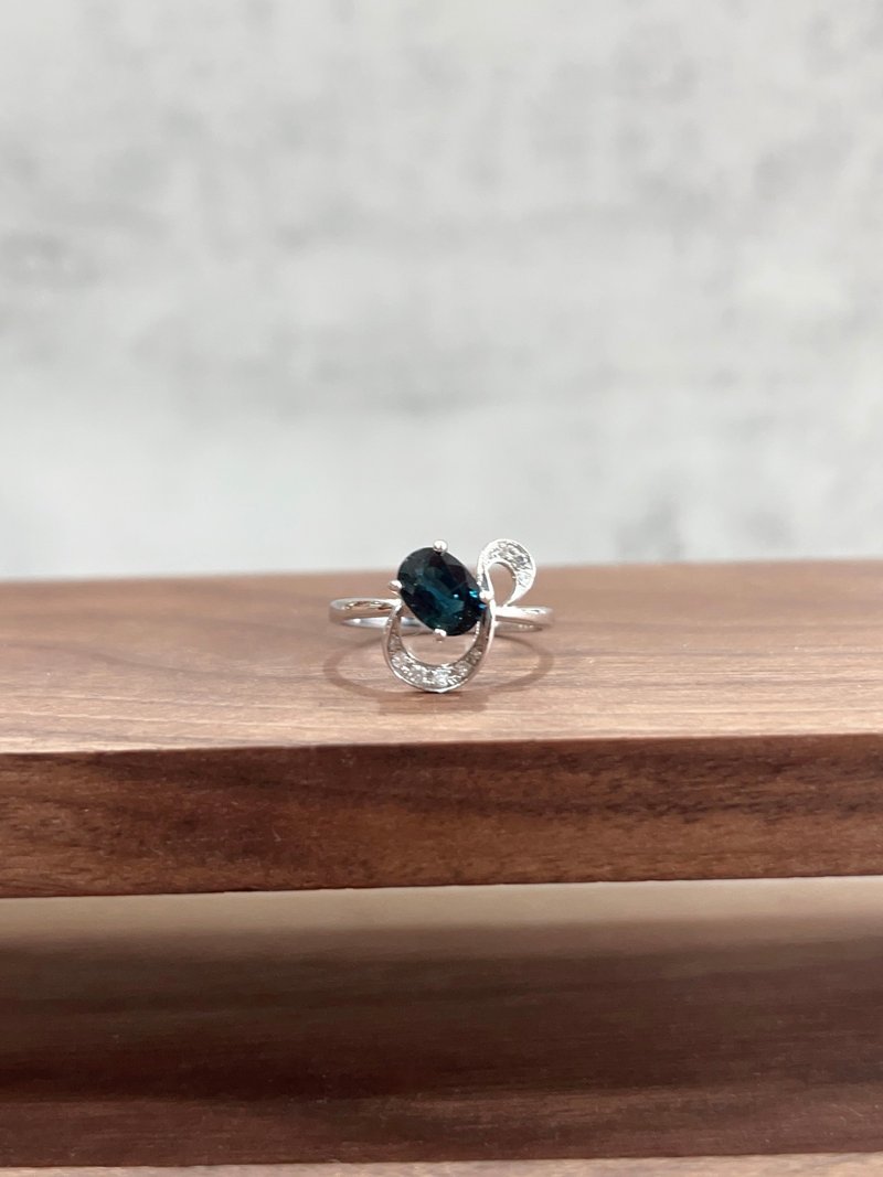 天然蓝宝石钻石戒指 蓝宝石1克拉 南非钻石 - 戒指 - 宝石 