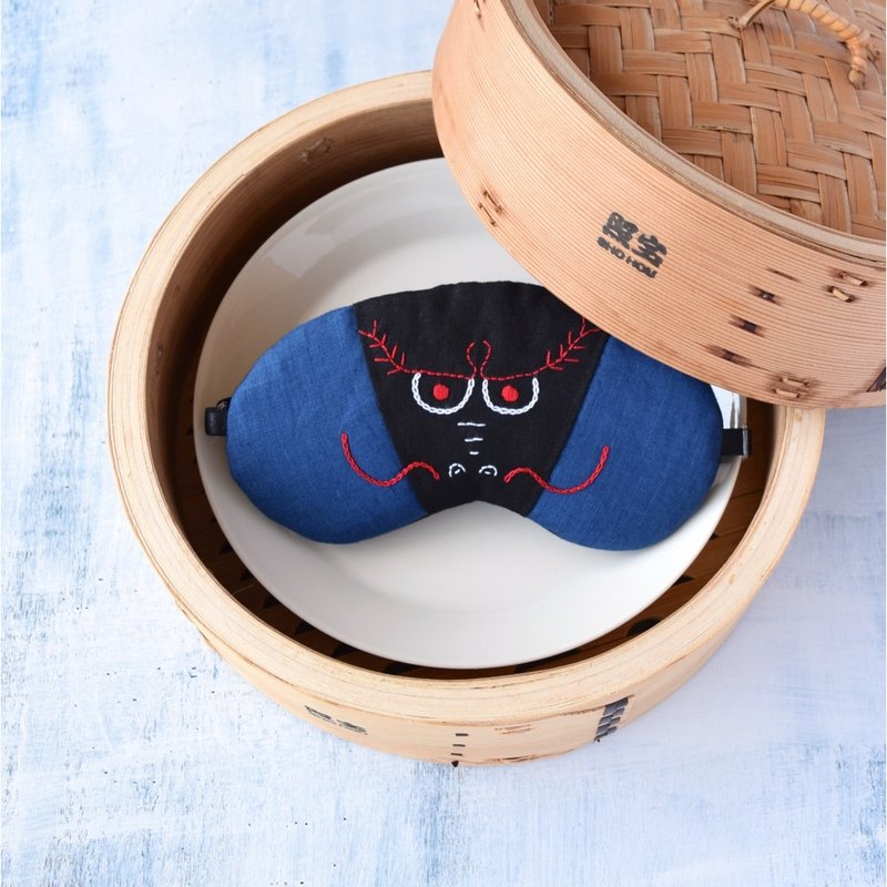 笑龙包 / blue /眼罩/睡眠/旅游/龙 - 眼罩 - 棉．麻 蓝色