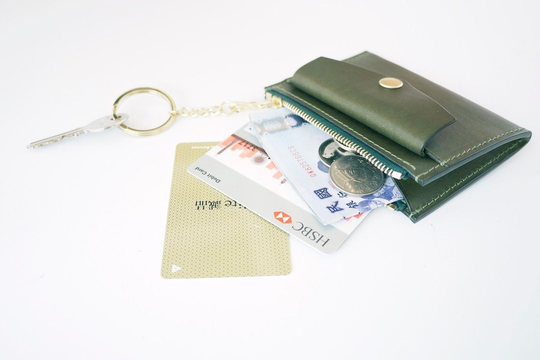 钥匙圈零钱包 keychain coin purse 修改 For 江小姐 - 皮夹/钱包 - 真皮 绿色