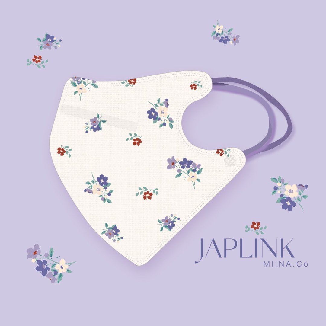 【标准】JAPLINK HEPA 高科技水驻极 立体医疗口罩- 蓝莓碎花 - 口罩 - 聚酯纤维 紫色