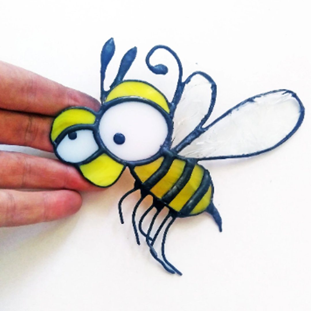 Insect decor bee, Stained glass, Suncatcher, Wall hangingMosaic - 墙贴/壁贴 - 玻璃 黄色