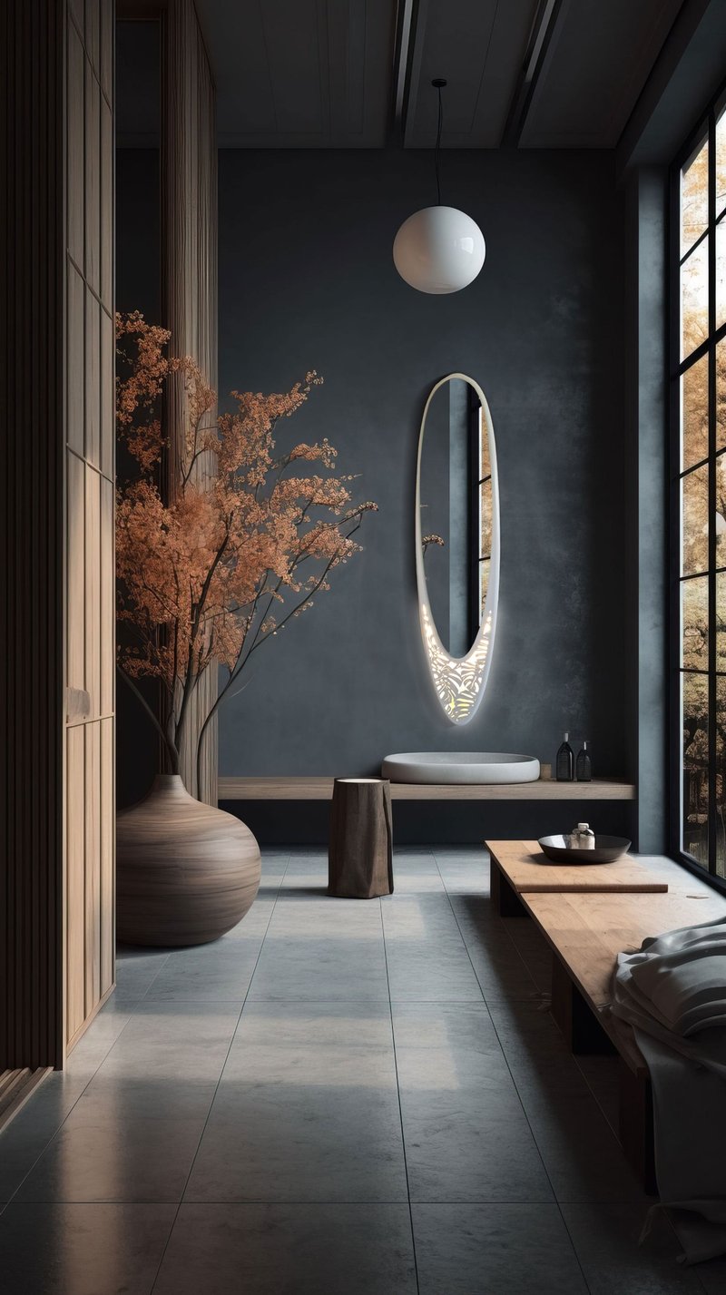 冲浪天堂：带运动传感器灯的异国情调长板镜子 - 墙贴/壁贴 - 木头 白色