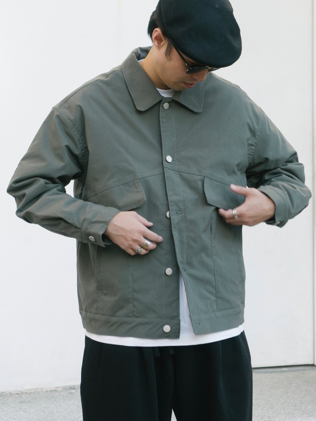 JACKET 秋冬厚夾棉工裝夾克 美式復古翻領短款休閒百搭外套 - 男装外套 - 棉 绿色