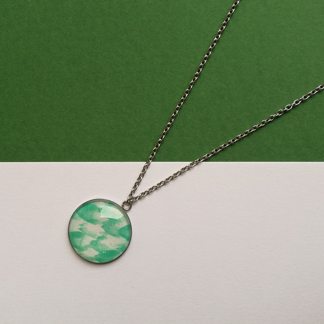 CHEW 'N' GIAM | Hand Painted Necklace [Green Series] - 项链 - 纸 绿色