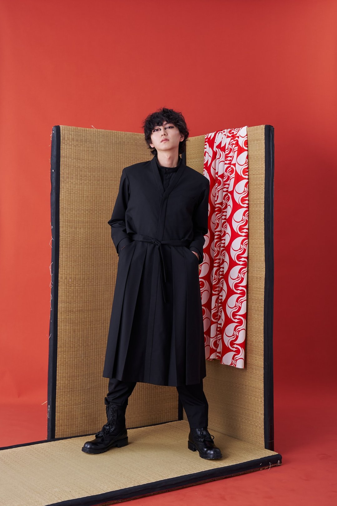 长版西装/西装外套/日式和服/解构/24AW-INF - 男装外套 - 聚酯纤维 黑色