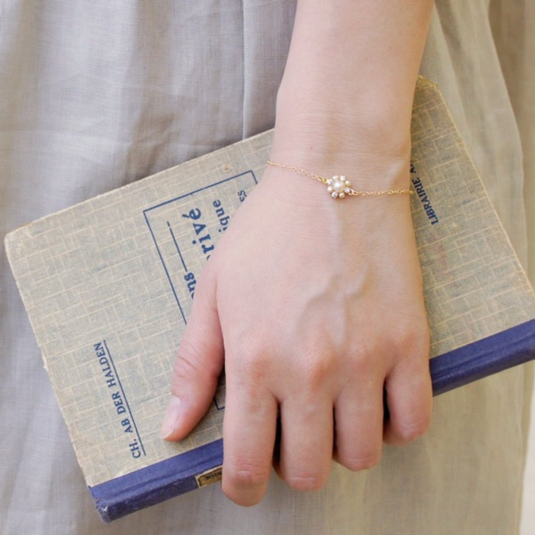 14 kgf vintage pearl small bijou bracelet 121 - 手链/手环 - 其他金属 