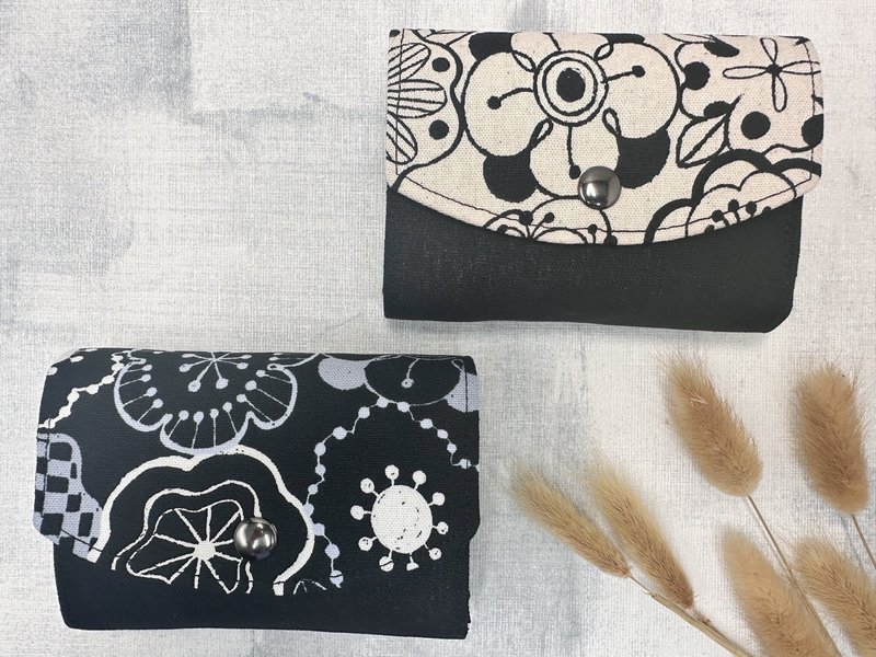 墨花集 小日和三层包 手拿包 零钱包 轻便 收纳包 - 零钱包 - 棉．麻 黑色