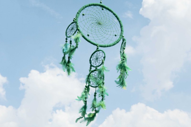 限量手工编织棉麻原味捕梦网吊饰 Boho羊毛线捕梦网-绿色抹茶森林 - 摆饰 - 棉．麻 绿色