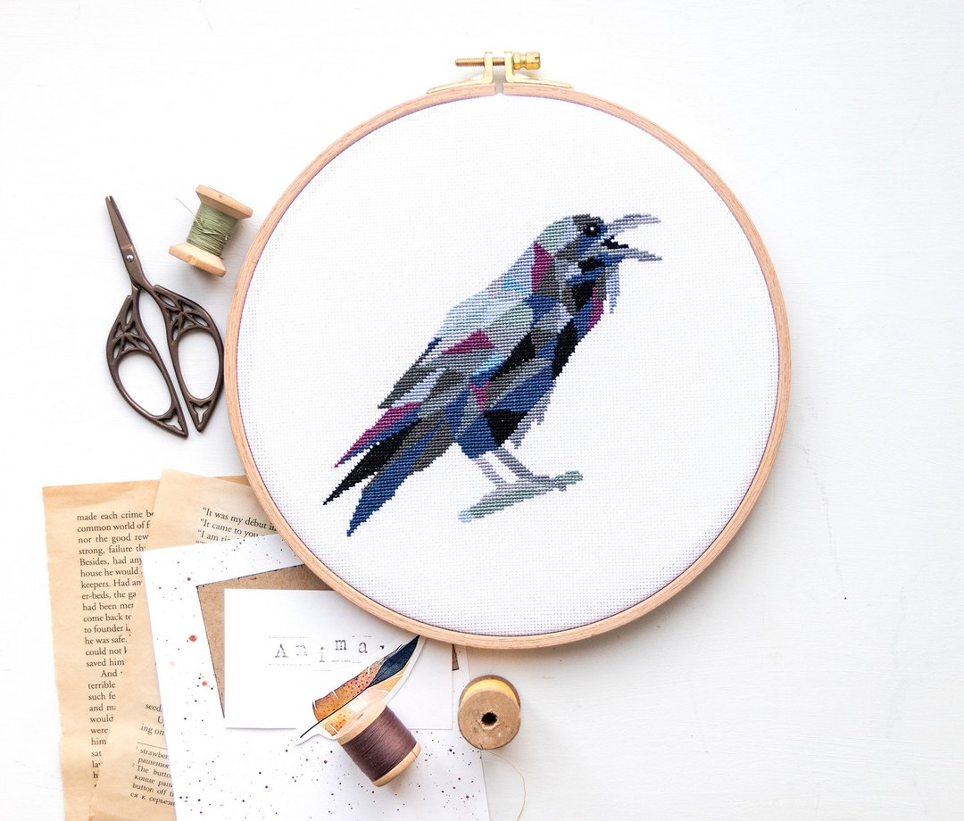 Raven Cross Stitch PDF Pattern 十字繡 - 编织/刺绣/羊毛毡/裁缝 - 其他材质 