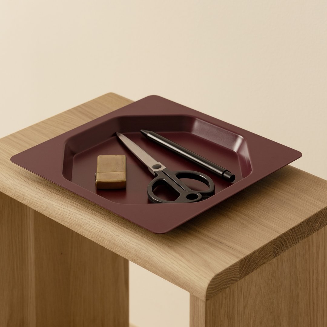 PURU Tray L | 金属托盘 | 酒红 - 收纳用品 - 其他金属 红色
