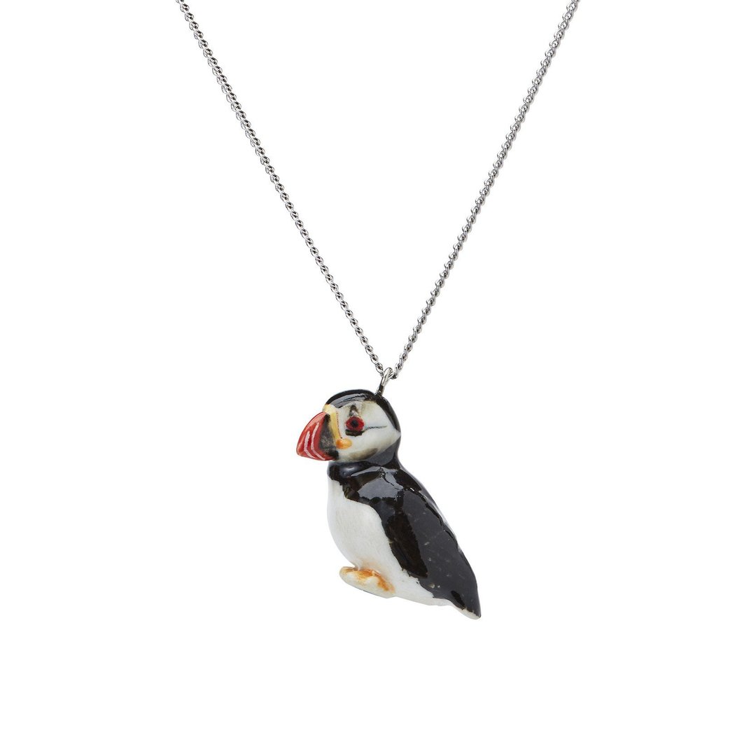 AndMary 手绘瓷项链-冰岛海鹦鹉 礼盒包装Puffin Necklace - 项链 - 瓷 白色