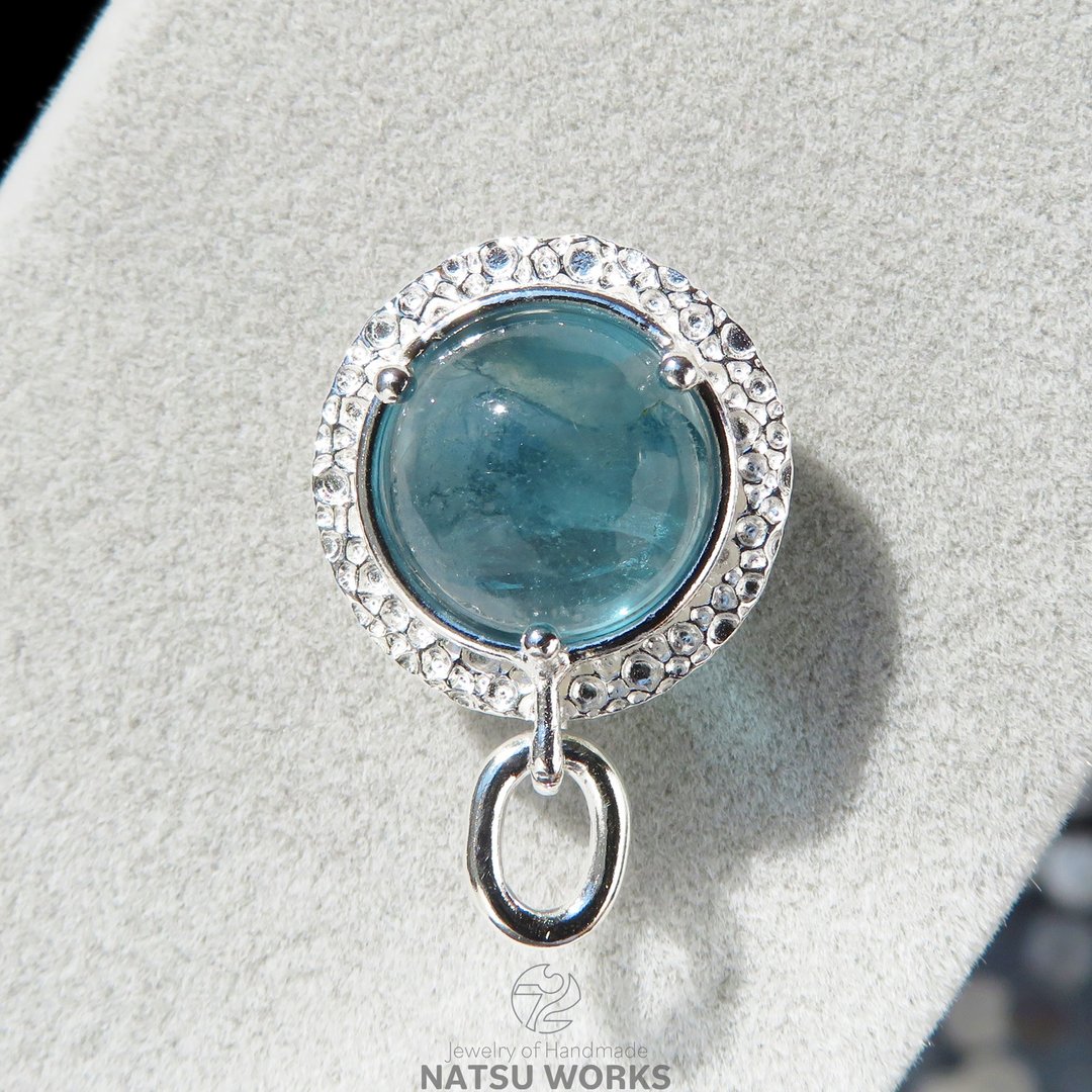 萤石 胸针 o / Fluorite Silver Brooch - 胸针 - 宝石 蓝色