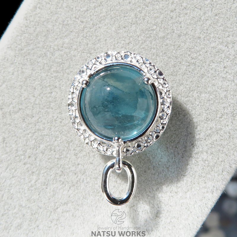 萤石 胸针 o / Fluorite Silver Brooch - 胸针 - 宝石 蓝色