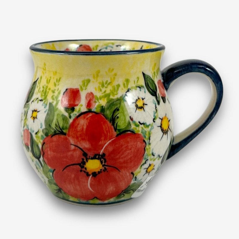 波兰手绘手工陶-胖胖杯 220ml 雉鸡小花园系列 设计师款 - 其他杯子 - 陶 红色