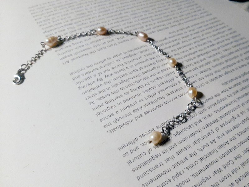 链条间隔珍珠手链 - 手链/手环 - 银 银色