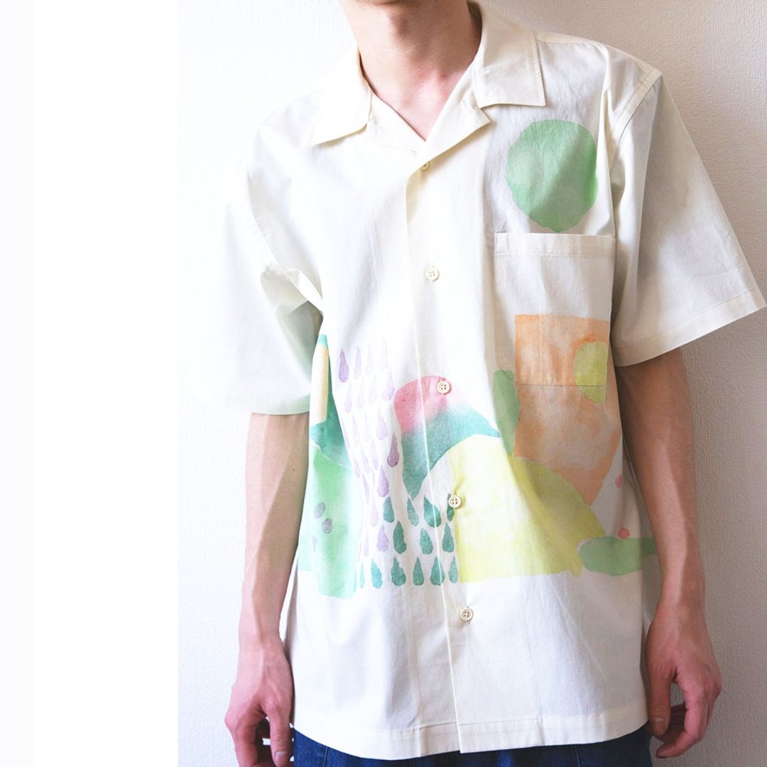 Story-like picture diary illustration short-sleeved shirt 1008 - 中性连帽卫衣/T 恤 - 棉 多色