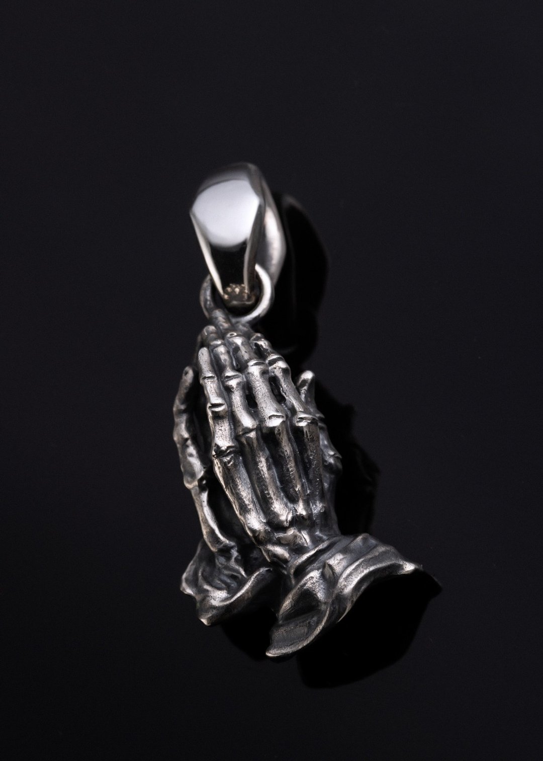 Lightning  Praying Hands Pendant |信仰钱币闪电祈祷手吊坠项链 - 项链 - 纯银 银色