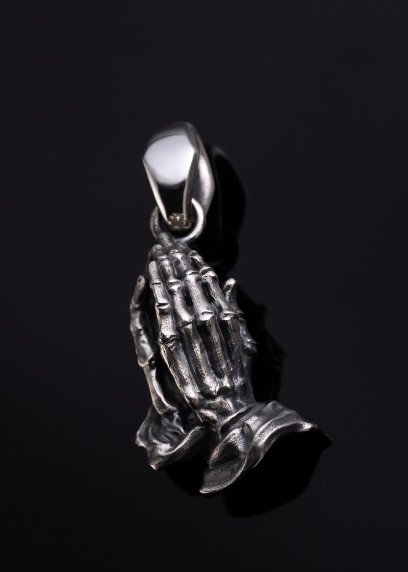 Lightning  Praying Hands Pendant |信仰钱币闪电祈祷手吊坠项链 - 项链 - 纯银 银色