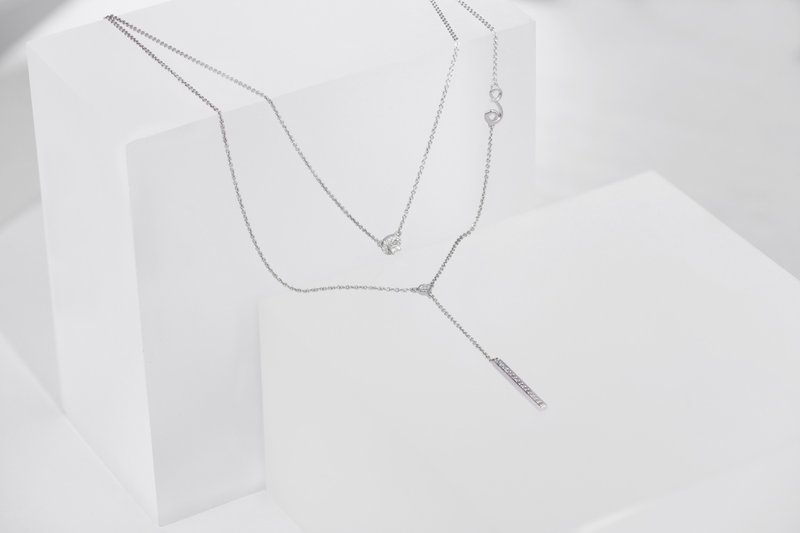 18K钻石项链 - 项链 - 钻石 白色