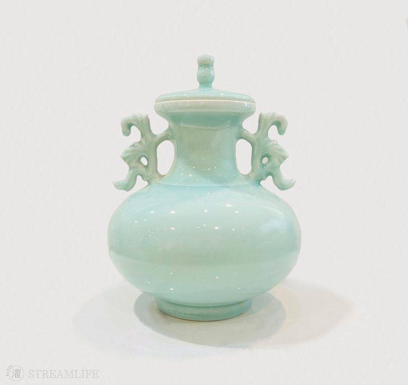 青釉双凤耳瓶 - 花瓶/陶器 - 瓷 蓝色