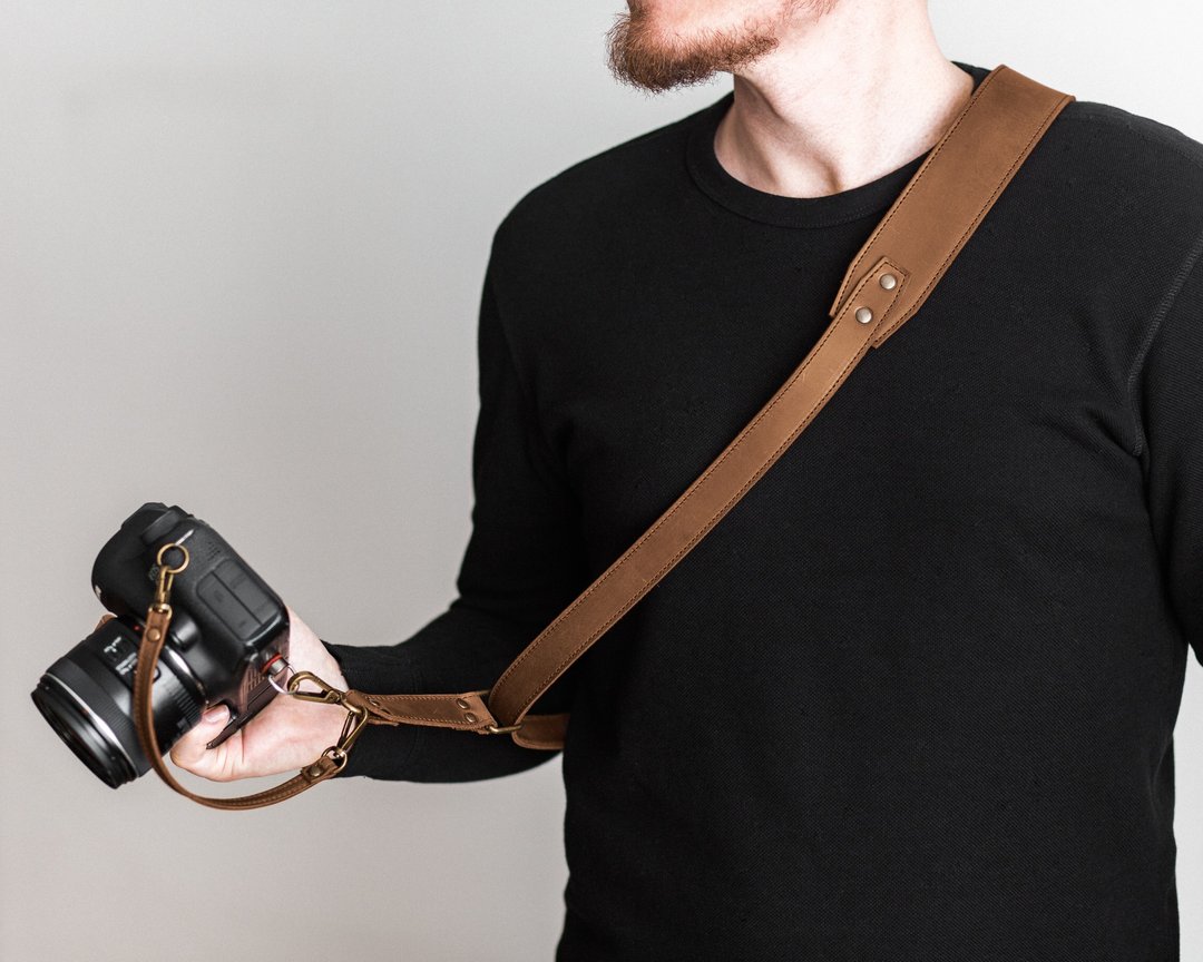 Camera Crossbody Strap, Leather Camera Strap, Camera Sling Strap - 相机背带/脚架 - 真皮 咖啡色