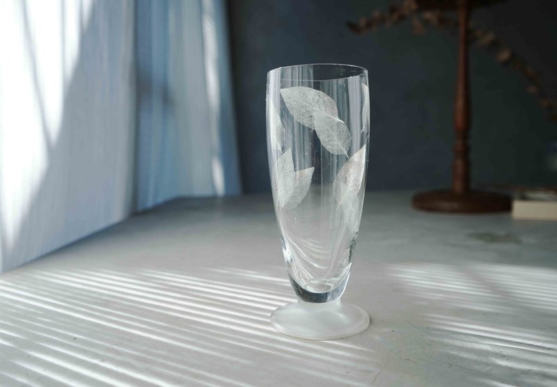 日本杂货-诗意白色干燥叶脉透明玻璃杯分售-单只 - 茶具/茶杯 - 玻璃 白色