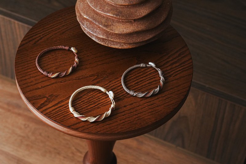 大地 | 八股螺旋编织手环 - 手链/手环 - 棉．麻 咖啡色