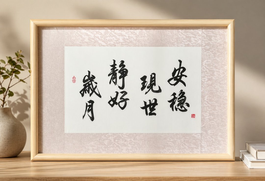 【书法挂画】岁月静好 现世安稳 (56X38cm) - 海报/装饰画/版画 - 纸 