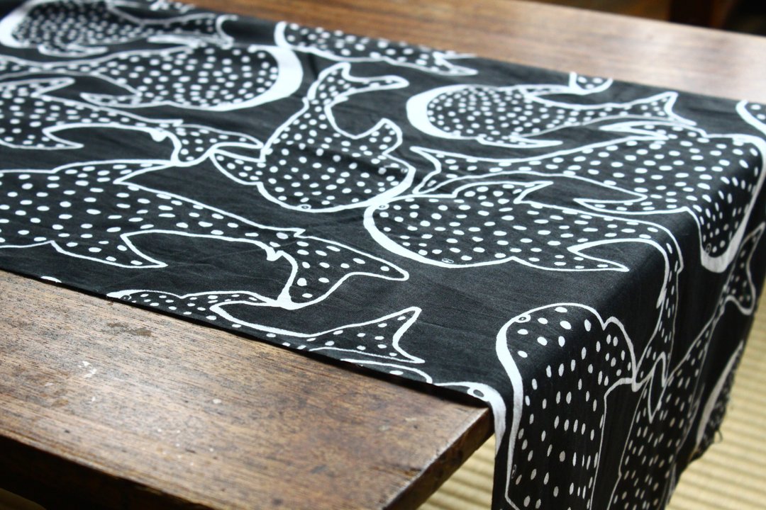 TENUGUI・Jinbeizame/Japanese traditional towel/Spica pattern store - 毛巾浴巾 - 棉 黑色