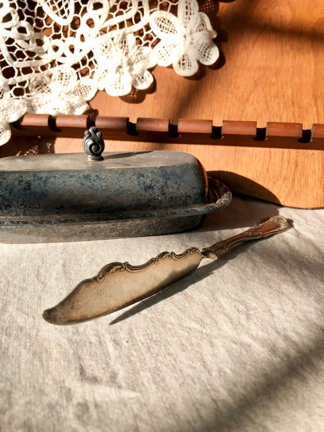 百年古董 1895年美国制镀银奶油刀 - 餐刀/叉/匙组合 - 银 