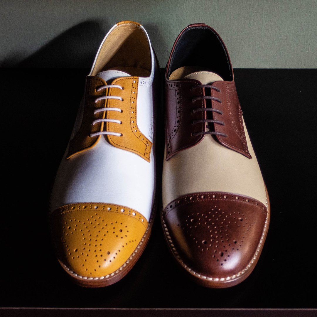 REGENT 双色横饰德比鞋/ Cap Toe Derby Spectators - 男款皮鞋 - 真皮 多色