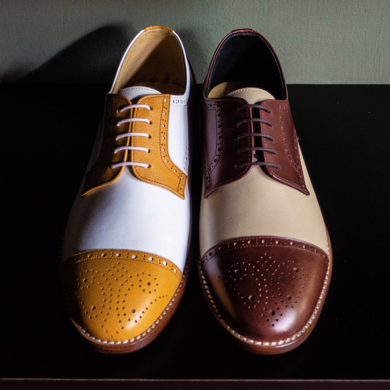 REGENT 双色横饰德比鞋/ Cap Toe Derby Spectators - 男款皮鞋 - 真皮 多色