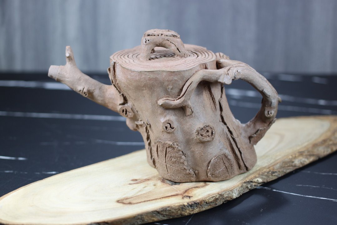 【送礼自用】树桩仿生壶 纯手捏壶 陶作家叶佳佩纯手工制 300ml - 茶具/茶杯 - 瓷 