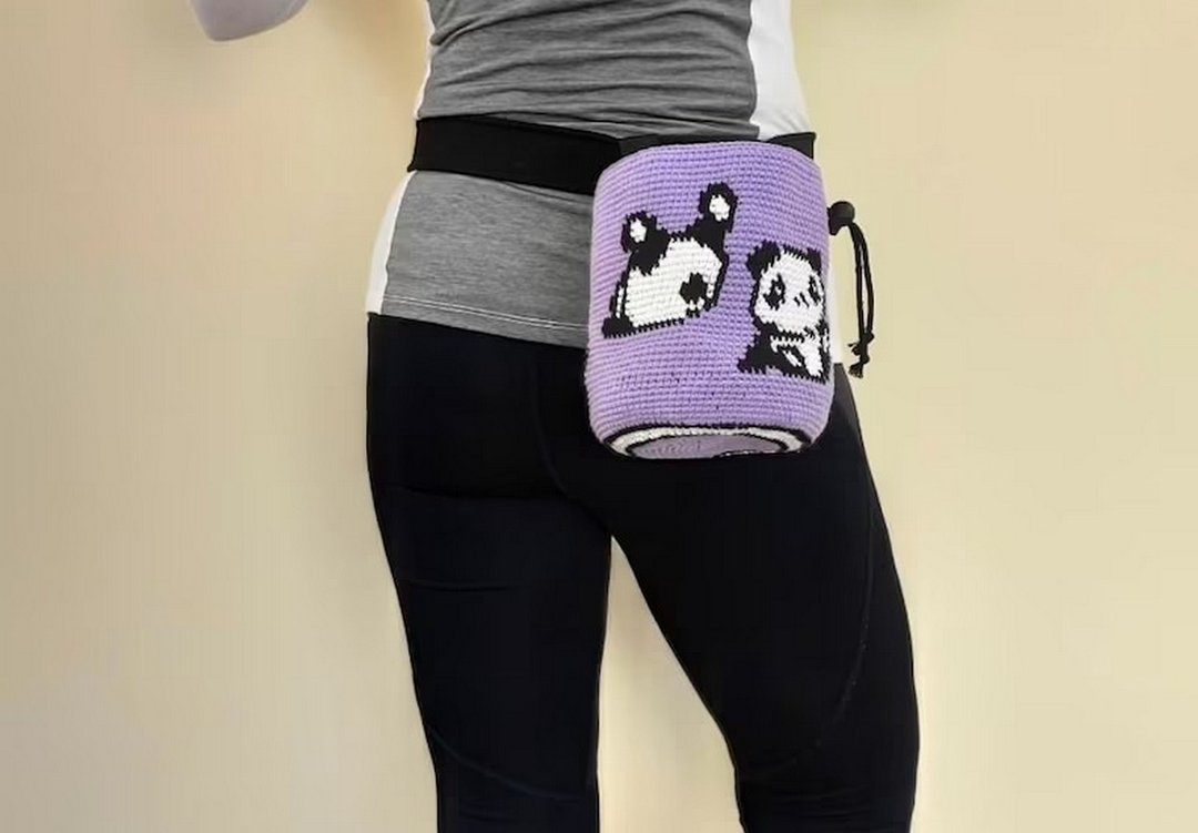 Chalk bag for rock climbing Crochet recycled chalk bucket Climber gift - 其他 - 绣线 多色
