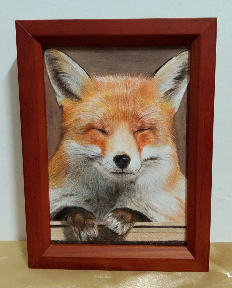 摆设 / 狐狸 / 色铅笔画 / 原稿 / 含框 - 海报/装饰画/版画 - 纸 