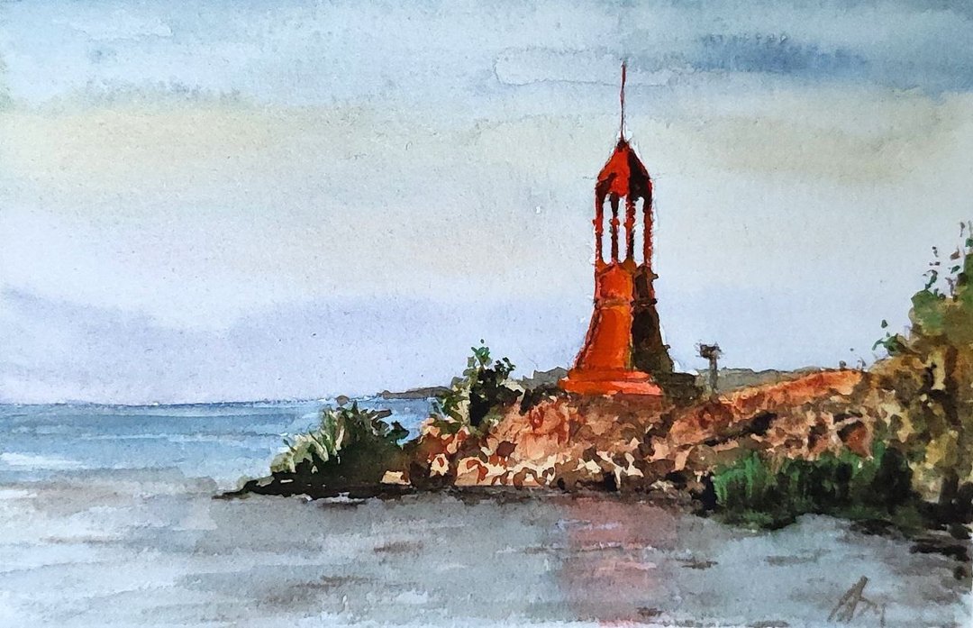 灯塔画原创水彩画海景艺术 - 海报/装饰画/版画 - 纸 多色