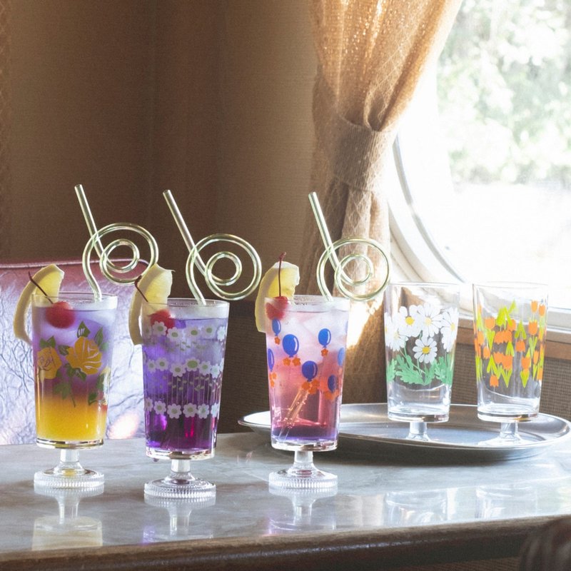 日本ADERIA 昭和复古高脚玻璃杯305ml / 共5款 - 玻璃杯 - 玻璃 多色