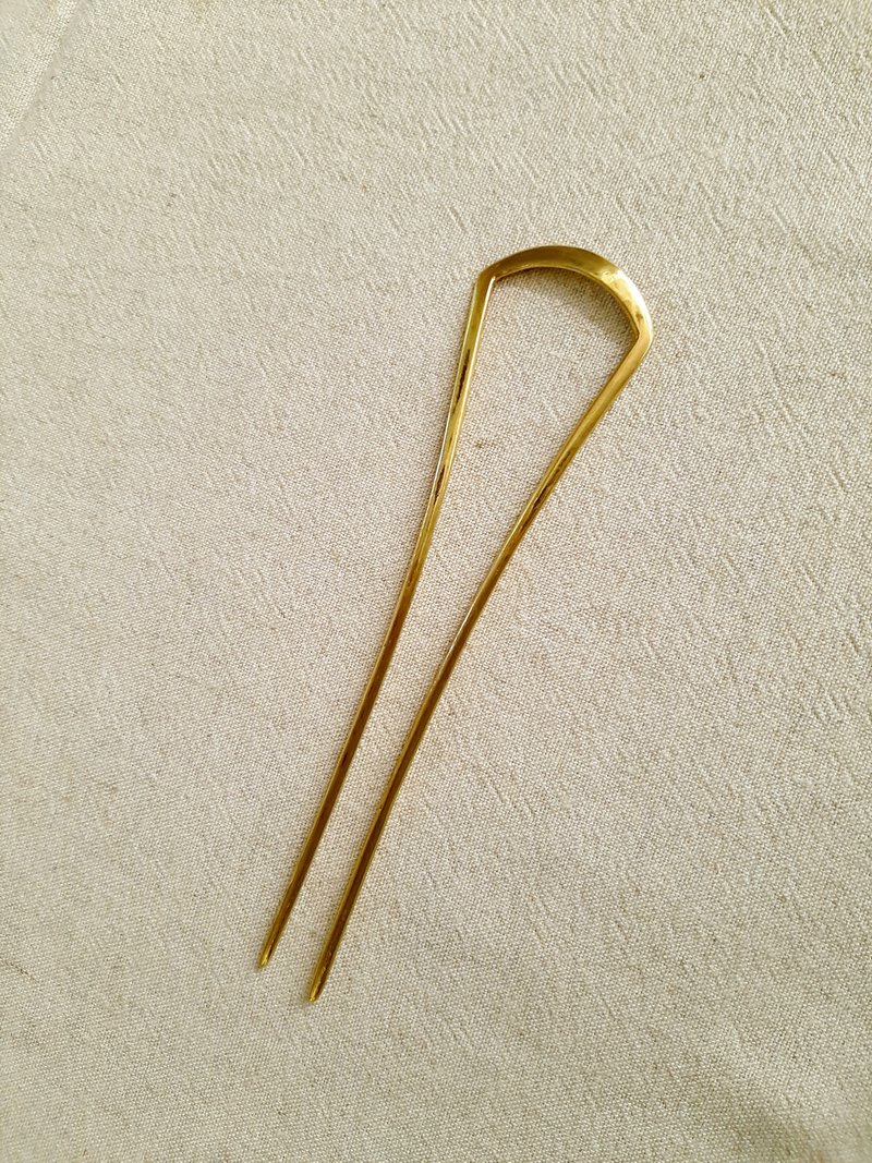 方型古风双簪/黄铜手作 - 发饰 - 铜/黄铜 金色