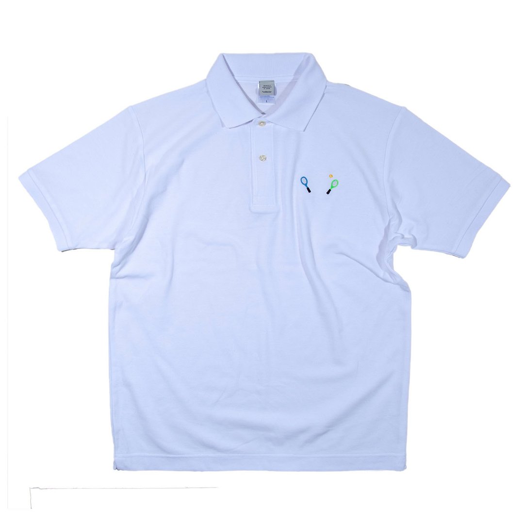 For Father's Day gifts. Tennis ball and racket polo shirt up to 3XL size - 女装上衣 - 棉 白色