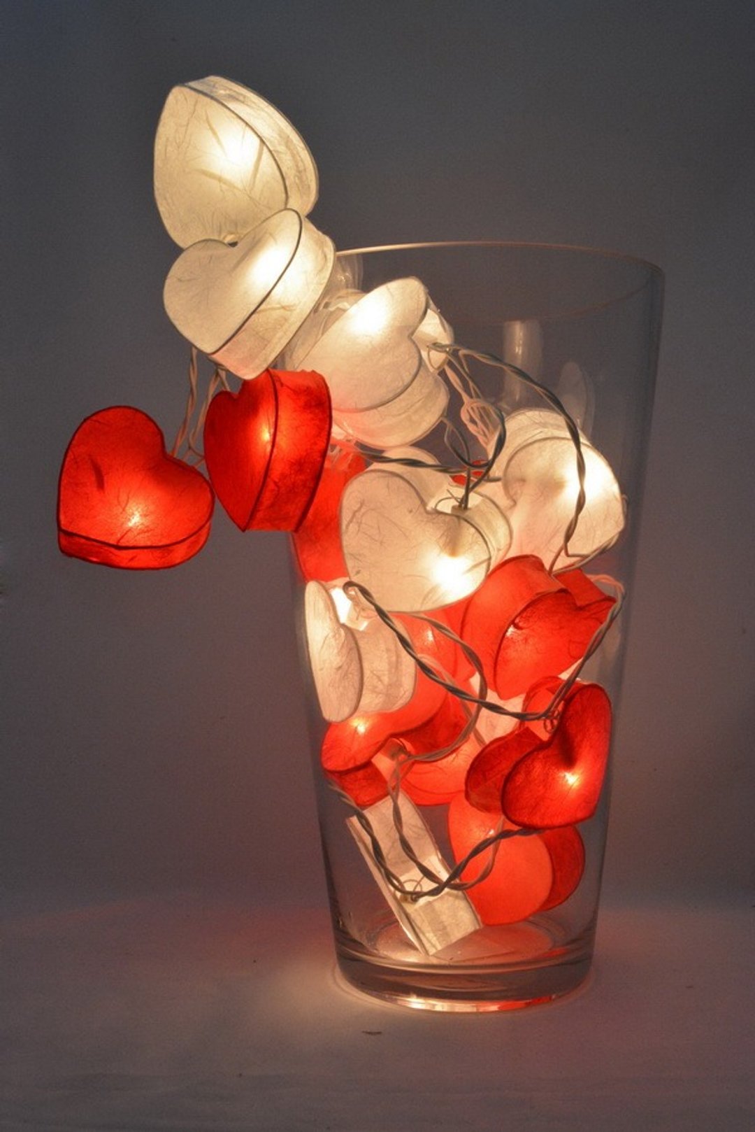 20 LED Battery Powered Red & White hearts valentine - Paper Lantern String Lights for Home Decoration Wedding Party Bedroom Patio and Decoration - 灯具/灯饰 - 其他材质 